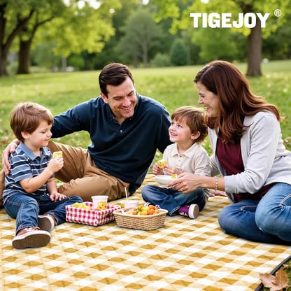 TigeJoy Extra Large Picnic Blanket Waterproof Beach Blanket 80''x100'' - color: Yellow, size: 8'4" x 6'8" (Rectangular)