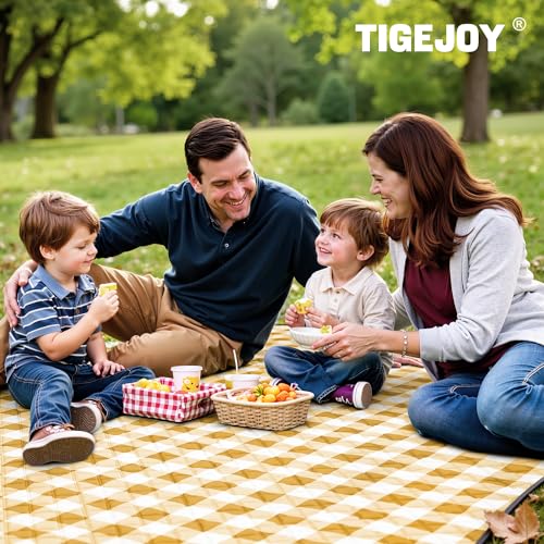 TigeJoy Extra Large Picnic Blanket Waterproof Beach Blanket 80''x80'' - color: Yellow, size: 6'8" x 6'8" (Rectangular)