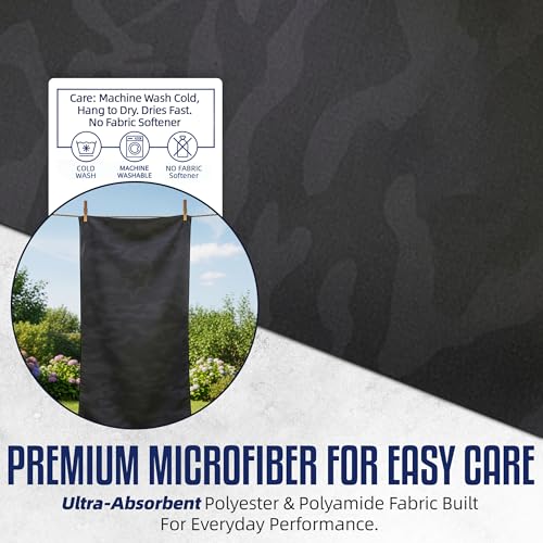 CHEEKY WINX Microfiber Gym Towel – Highly Absorbent Microfiber Sweat Towel, Quick-Dry Lightweight Design, Odour-Resistant Fabric, Matching Carry Bag, Camouflage, Large (120 x 60 cm) - color: Camouflage, size: Large