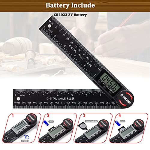 Digital Angle Finder Protractor, Angle Measuring Tool for Woodworking/Carpenter/Construction/Handmade Measurement，Angle Finder Ruler with 7inch/200mm(2 Batteries Included) (Enhanced ABS)