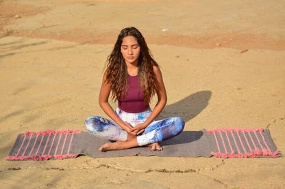 Indian Handmade100 % Organic Anti Skid Multi Colour Cotton Yoga Mat - Eco-Friendly Hand-Woven Rug - Non-Slip & Thick (24”x72”x5mm) for Hot yoga & Everyday Fitness at Home - Comfortable & Foldable Extra-Long Mat - color: Multi 11
