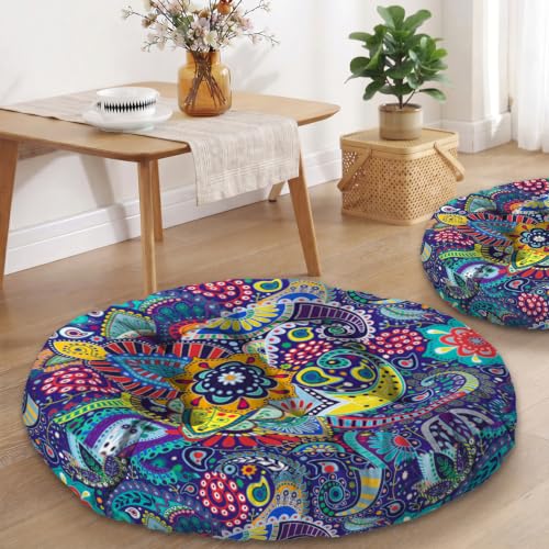 Boho Meditation Cushion, Mandala Meditation Mat, Bohemia Meditation Pillows for Sitting on Floor, Round Pillows Cushion Seating for Yoga Accessories 22'' X 22'' - color: 05.mandala Meditation Cushion-01, size: 22'' X 22''(round)