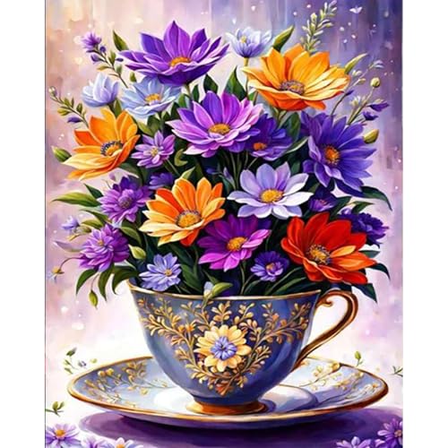 Arttoplus Flowers Paint by Numbers Kit for Adults Beginner 16x20 inch | Flowers Adult Paint by Number Kits on Canvas, Floral Oil Acrylic Painting by Numbers for Gift Home Wall Decor (Without Frame) - color: A-MT19890-US