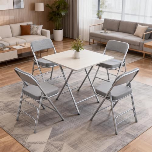 Padded Folding Chair with Thick Cushion, 1 Pack Grey - color: Gray 1 Pack