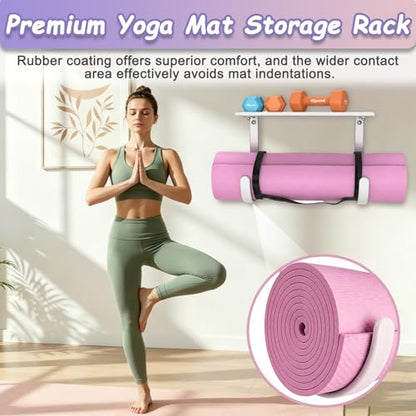 Rubber Coated Yoga Mat Holder, No Straps Required - size: 1-tier shelf