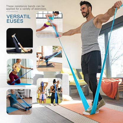 Resistance Bands for Working Out, Physical Therapy, Exercise, Pilates, Yoga - color: Gradient Blue Set