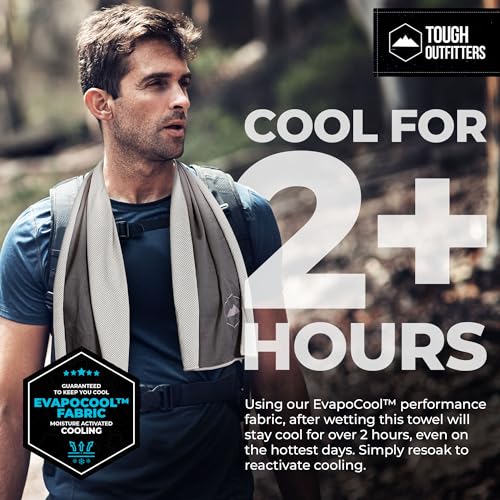 Tough Outdoors Cooling Towels for Neck Face - Neck Cooling Towel for Hot Weather Yoga Sports Golf Sweat - Instant Cold Towel - color: Light Gray, size: Single Pack