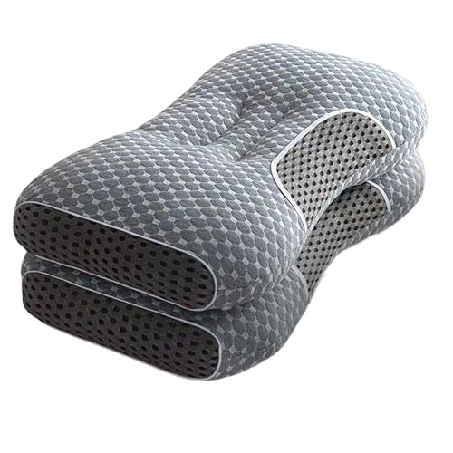 2pcs Extra Soft Massage Neck Pillow with Adjustable Ergonomic Contour Support, Pillow Core, Hidden Zipper Washable Cover - Modern Design, Suitable for All Seasons - color: Grey