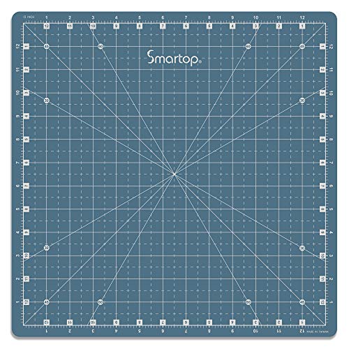 SMARTOP 14"x14" Rotating Self Healing Cutting Mat, Non-Slip Non-Reflective, Good for Quilting, Sewing, Crafts, Scrapbooking, Molandi Blue