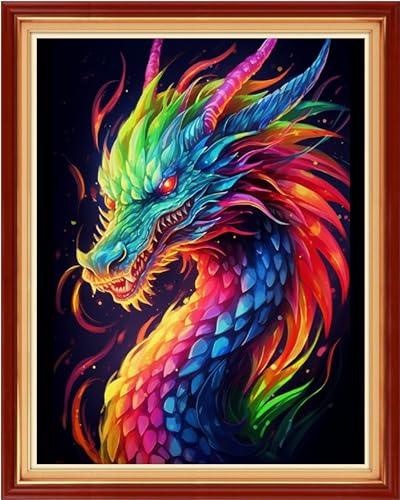 Artvxeay Stamped Cross Stitch Kits Beginners Full Range of Embroidery Starter Kits for Adults Printed Cross Stitching DIY Needlepoint Kit 11CT- (Rainbow Dragon 16x20 inch) - color: ColorArt23