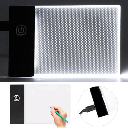 Tiiyee LED Light Board, A6 Tracing Light Box Small Copy Board Tracer Pad Slim Portable Flip Book Dimmable Artcraft Trace Light Pad Tablet for Drawing Painting Sketching Animation Streaming USB Powered