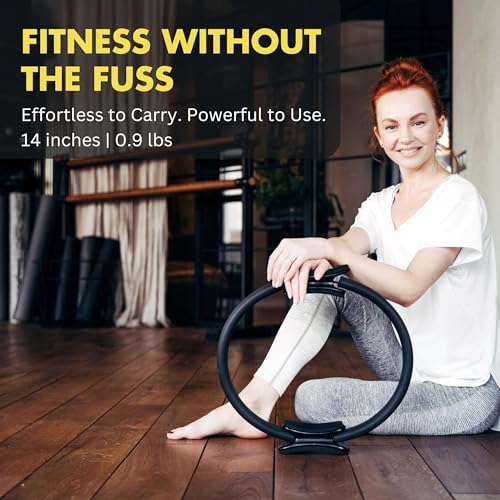 ProBody Pilates Circle - 14 Inch Magic Circle Pilates Ring | 30 lb Resistance, Dual Foam Grips, Inner Thigh Exerciser, Pilates at Home Equipment, Carry Pouch, Pilates Essentials - color: Black