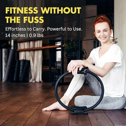 ProBody Pilates Circle - 14 Inch Magic Circle Pilates Ring | 30 lb Resistance, Dual Foam Grips, Inner Thigh Exerciser, Pilates at Home Equipment, Carry Pouch, Pilates Essentials - color: Black