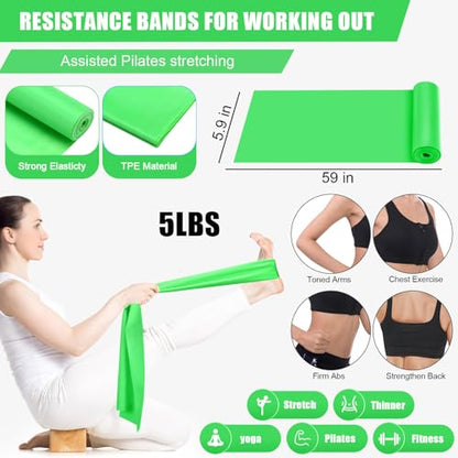 Silipull 10 Pcs Pilates Ring Blocks Set for Women Home Yoga Equipment Accessories Pilates Ring Circle and Ball Workouts Gift Include Ball Yoga Circle Resistance Bands Block Straps Gym Bag - color: Red