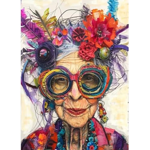 GEMFAMILY Funny Grandma Paint by Numbers Kit for Adults，DIY Paint by Number Kit on Canvas for Beginners Home Wall Decor Art Canvas Acrylic Paints Crafts 16 x 20 Inch - color: HL6660