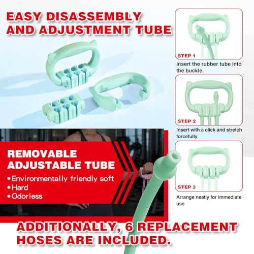6 Gear Adjustable Resistance Bands, Fitness Resistance Bands Exercise Bands with Comfort Grips, Unisex, for Arms, Chest Extender, Home Workout, Fitness, Pilates - color: Green