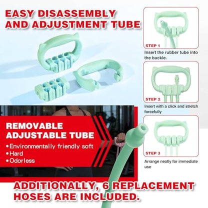 6 Gear Adjustable Resistance Bands, Fitness Resistance Bands Exercise Bands with Comfort Grips, Unisex, for Arms, Chest Extender, Home Workout, Fitness, Pilates - color: Green