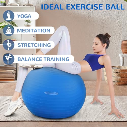 Fitvids Anti-Burst and Slip Resistant Exercise Ball Yoga Ball Fitness Ball Birthing Ball with Quick Pump - color: Blue, size: S(15-18in/38-45cm)