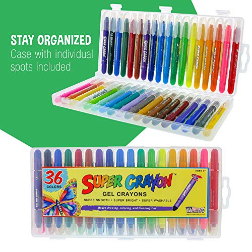 U.S. Art Supply Jumbo Twistable Crayons Set of 36 Colors | Silky Gel, Twistable Washable Crayons for Coloring Books, Arts & Crafts, Non Toxic Twist Up Easy Glide - Bright and Blendable