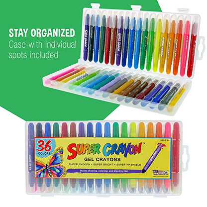 U.S. Art Supply Jumbo Twistable Crayons Set of 36 Colors | Silky Gel, Twistable Washable Crayons for Coloring Books, Arts & Crafts, Non Toxic Twist Up Easy Glide - Bright and Blendable