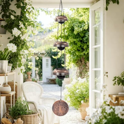 Tree of Life Bell Wind Chimes for Outside, Red Copper Temple - size: F-Tree