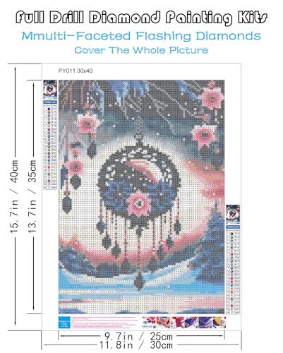 KINPLUB Dream Catcher Diamond Painting Kits for Adults, Fantasy Pink Flower 5D Diamond Art Kits for Beginners, DIY Full Drill Round Diamond Dots, Home Wall Decor 12 x 16 Inch - color: Dream Catcher-2