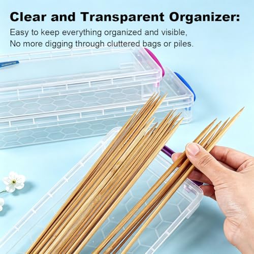 15″ Knitting Needle Case Organizer, Crochet Hook Case with Lid,Storage Box | Up to 38cm, for Long Stuff Storage, Knitting & Crochet Accessory, Paint Brush, Skewer Organizer