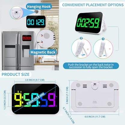TXL Digital Timer for Classroom, Pomodoro & Kitchen, Rechargeable Magnetic Countdown Timer with Large LED Display, Loud Alarm, 3 Volume Levels, Vibration Mode & 3 Brightness Settings