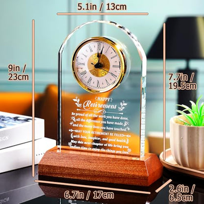 Ornalrist Retirement Gifts for Men Women Crystal Clock Farewell Keepsake - color: Happy Retirement