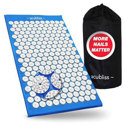 Premium Acupressure Mat, 8,358 Acupuncture Pressure Points for Back Pain Relief, Increased Energy, Relaxation with Drawstring Bag, 26x16x1", Blue - color: Blue - Mat