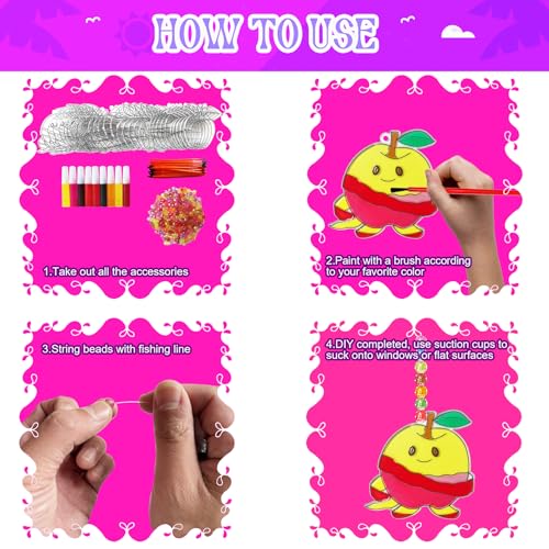 30 Set Apple Suncatcher Craft Kits, Blank Back to School Sun Catcher Art | DIY Window Paint Art Sets for First Day of School Supplies Home Party Activities Art Project - style: Apple