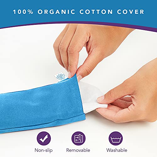 Lotus Lavender Eye Pillow - Weighted Mask for Yoga & Sleep, Blue - color: Blue