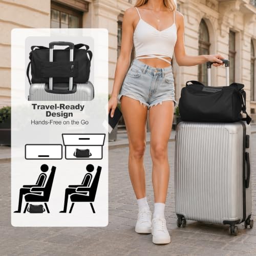 Womens Mini Gym Bag with Shoe Compartment 20L, Black - color: Black