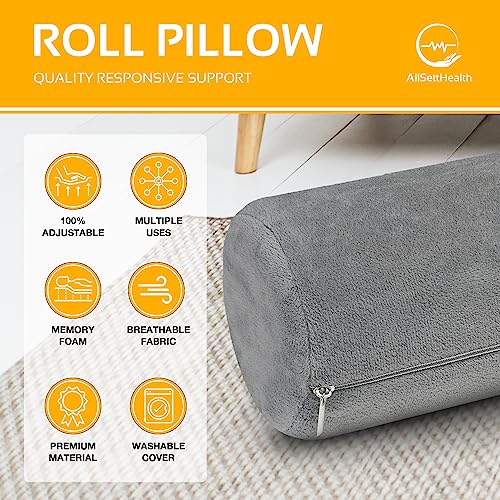 AllSett Health Firm Cervical Neck Roll Memory Foam Pillow, Bolster Pillow, Round Neck Support for Sleeping | Bolster for Bed, Legs, Back and Yoga - style: 17x4 Inch, Firm