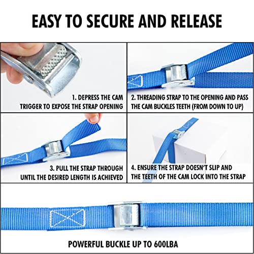 Cartman 1" x 12' Lashing Straps Up To 600lbs,4pk Blue - color: Blue, size: 4 PK