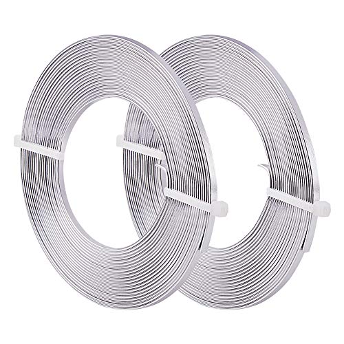 BENECREAT 32 Feet 2 Rolls 3mm Wide Primary Color Flat Jewelry Craft Wire 18 Gauge Aluminum Wire for Bezel, Sculpting, Armature, Jewelry Making