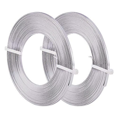 BENECREAT 32 Feet 2 Rolls 3mm Wide Primary Color Flat Jewelry Craft Wire 18 Gauge Aluminum Wire for Bezel, Sculpting, Armature, Jewelry Making