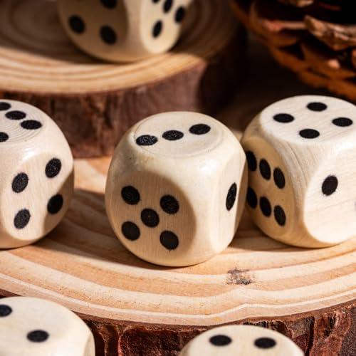 10PCS 16mm D6 Dice Set Wooden 6 Sided Dice for DND RPG Board Games - color: D6-black P