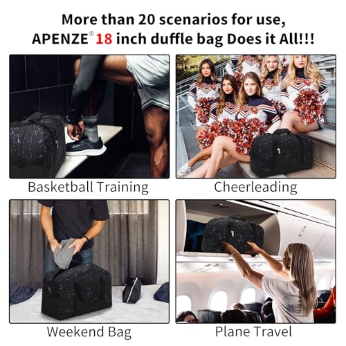 Apenze Small Gym Bag 18 inch Carry On Duffel Bag for Weekender Travel - Marble Black - color: Marble Black, size: 18inch