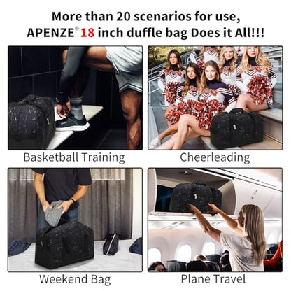 Apenze Small Gym Bag 18 inch Carry On Duffel Bag for Weekender Travel - Marble Black - color: Marble Black, size: 18inch