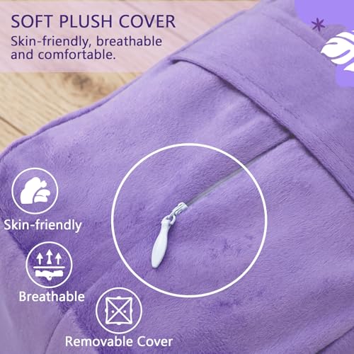 Chalyna 3 Pcs Yoga Bolster Pillow & Yoga Blocks Set Stretching and Back Support Lightweight Foam Blocks Portable Handle Soft Non-slip Surface Reusable for Pilates Meditation Balance Purple