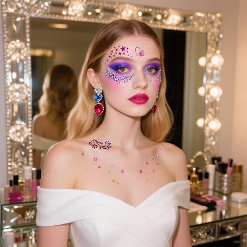 47 Pcs Face Paint Stencil Kit – 25 Sets Reusable Flowers Plants Sports Shapes Face Painting Templates with 265 Designs, Brushes, Sponges & Stickers – Body Makeup Stencils for Kids Halloween Party