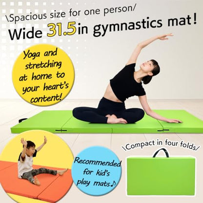 KaRaDaStyle Gymnastics Mat Folding Stretch Mats 71"x31"x2" Exercise Muscle Training Children Play Horizontal Bar Mat Yoga Sports Soundproof Home Use - color: Purple/4-fold