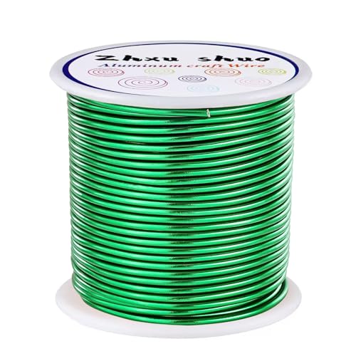 12 Gauge(2mm) Aluminum Wire 35 Yards Anodized Metal Wire for Bonsai Armature Crafting Sculpting Jewelry Craft Making Beading Floral (Green, 12 Gauge) - color: Green