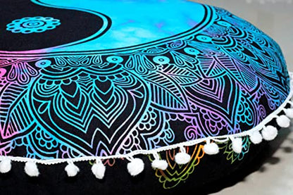 ICC Large seat Floor Cushion Cover Chair Ottoman Cover Pouf Pillow Meditation Floor Cushion Covers for Adults Seating pouffe Ottoman Throw Covers Craft Room Furniture Sitting Cover YIn Yang 32" Round - size: 32" x 32" (Pack of 1), style: YIn YAng