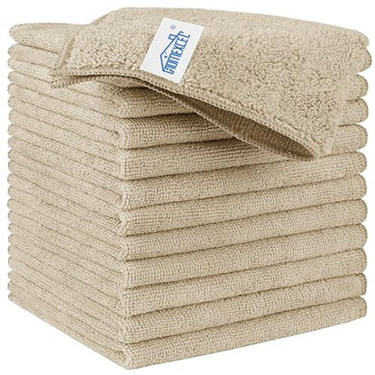 HOMEXCEL Brown Microfiber Cleaning Cloth, Microfiber Towels for Car, 12 PK | Lint Free Cleaning Rags for Household & Kitchen, Car Wash Towels for Detailing Drying, Scratch-Free, 11.5"X 11.5" - color: Brown