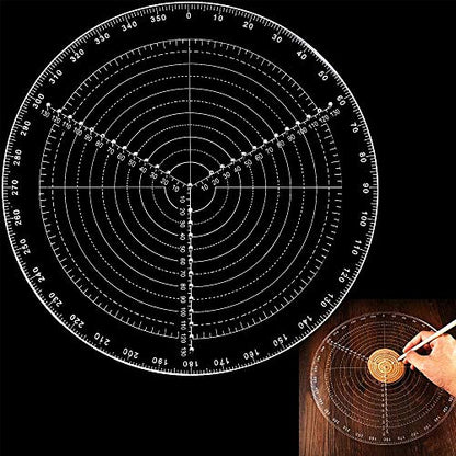 Round Center Finder Compass Clear Acrylic Lathe Centering Tool Circle Gauge for Drawing Circles Wood Turning Lathe Work Tool Circles Diameter