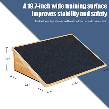 StrongTek Slant Board Set – Heavy-Duty Wooden Fixed 25° Incline Board & Portable Adjustable Calf Stretch Board (20°–50°) for Squats, Flexibility, and Rehab Training