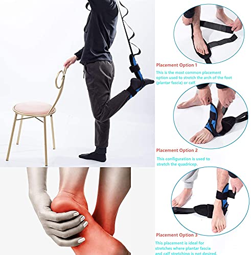 Foot and Calf Stretcher for Plantar Fasciitis, Leg Stretch Band，Improve Leg Stretching，Premium Physiotherapy Stretching Strap Improves Strength and Relief to Heel Spurs, Calf, Thigh and Hip - color: Blue