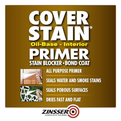 Zinsser Cover-Stain Oil-Base Primer-Sealer Spray, White | Zinsser Cover-Stain spray, 13oz. Oil-base stain-blocking primer-sealer for wood, drywall & metal; seals stains, superior.